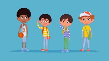 Set of boys from different ethnic groups. vector