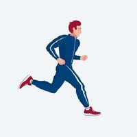 Young man is engaged in running. Morning jogging. vector