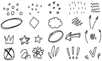 Doodle frame arrows. Sketch set cute scribble isolated line elements collection for background. vector