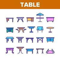 Table Desk Color Elements Icons Set Vector