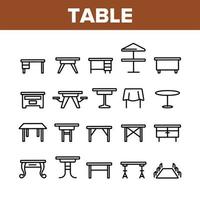 Table Desk Collection Elements Icons Set Vector