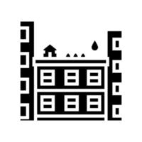 growth plant on building roof glyph icon vector illustration