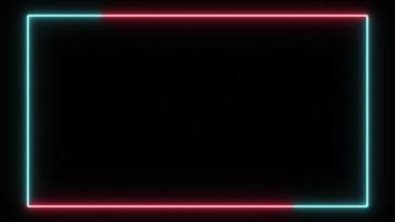 neon light glow border rectangle frame shape by modern graphic illustration effect, electric fluorescent shiny lamp at night, abstract led laser signboard for billboard retro bar party club casino