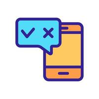 filling out the questionnaire with the phone icon vector. Isolated contour symbol illustration vector
