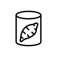 tin can with sweet potato icon vector outline illustration