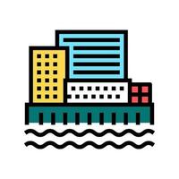 ciudad puerto color icono vector ilustración
