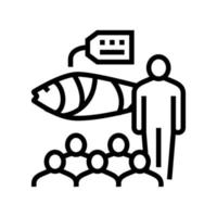 tuna auction market line icon vector illustration