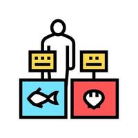 Ilustración de vector de icono de color de vendedor de mercado de atún