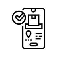 check status phone app line icon vector illustration