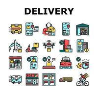 Delivery Service Application Icons Set Vector