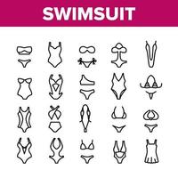 Swimsuit Woman Clothes Collection Icons Set Vector