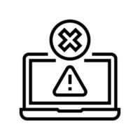 prohibición de uso de ilustración de vector de icono de línea de portátil
