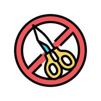 scissor use prohibition sign color icon vector illustration