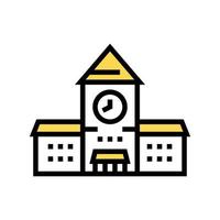 railway station building with clock color icon vector illustration