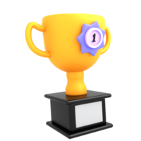 3d icon trophy with gold badge png