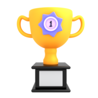 trophée d'icône 3d avec insigne d'or png
