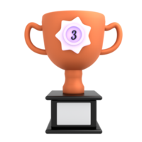 3d icon trophy with bronze badge png