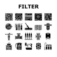 Water Filter Equipment Collection Icons Set Vector