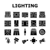 Facade Lighting Tool Collection Icons Set Vector