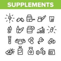 Supplements Collection Elements Icons Set Vector