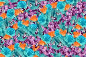 Floral background of bright flowers photo