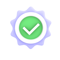 verificado con insignia ilustración 3d para icono de comercio electrónico png