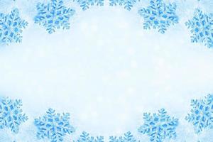 White fluffy snowflakes on snow. Winter christmas background. photo