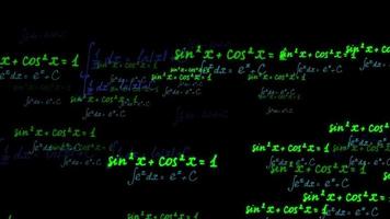 animación de fórmulas descendentes y parpadeantes en álgebra y trigonometría