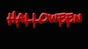 the inscription Halloween drips with red drops on a transparent background video