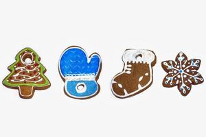 christmas homemade gingerbread cookies on the white background photo