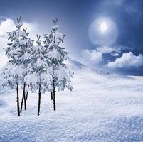 bosque de invierno paisaje de invierno árboles cubiertos de nieve foto