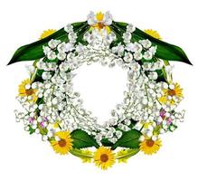 round frame of flowers photo