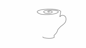 teckning av en kopp te och en citronskiva, animerad skiss. video