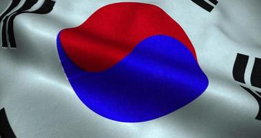 South Korea waving Flag seamless loop animation. 4K Resolution video