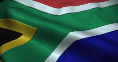 animazione del ciclo senza cuciture della bandiera d'ondeggiamento del sud africa. Risoluzione 4K video