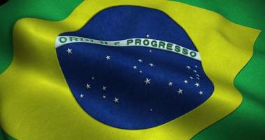 brasil acenando a animação de loop sem costura de bandeira. resolução 4k video