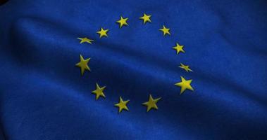 animazione del ciclo senza cuciture della bandiera sventolante dell'unione europea. Risoluzione 4K video