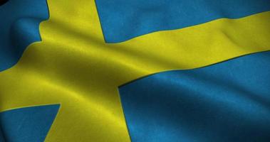 Zweden wuivende vlag naadloze loops animatie. 4k resolutie video