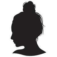 Beauty Woman In Messy Bun, Messy Bun Hair Illustration, Line Art, Silhouette, For T-Shirt Design, Mug, Tote Bag, Etc. vector