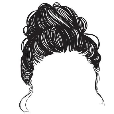 Beauty Woman In Messy Bun, Messy Bun Hair Illustration, Line Art, Silhouette, For T-Shirt Design, Mug, Tote Bag, Etc.