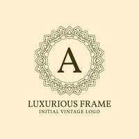 letter A luxurious frame initial vintage vector logo design element