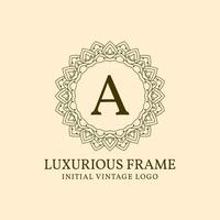 letter A luxurious frame initial vintage vector logo design element