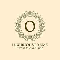 letter O luxurious frame initial vintage vector logo design element