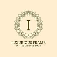 letter I luxurious frame initial vintage vector logo design element