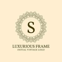 letter S luxurious frame initial vintage vector logo design element