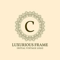 letter C luxurious frame initial vintage vector logo design element