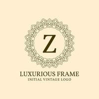letter Z luxurious frame initial vintage vector logo design element