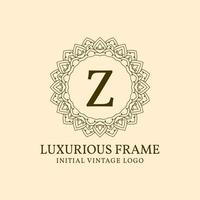 letter Z luxurious frame initial vintage vector logo design element