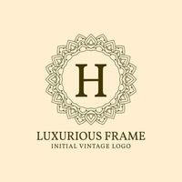 letter H luxurious frame initial vintage vector logo design element