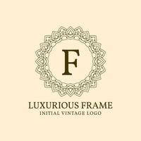 letter F luxurious frame initial vintage vector logo design element